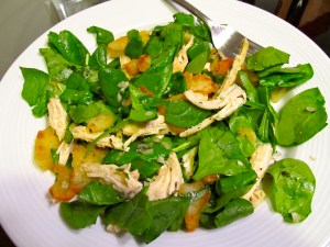 Spinach Salad with Chicken and Crispy Potatoes