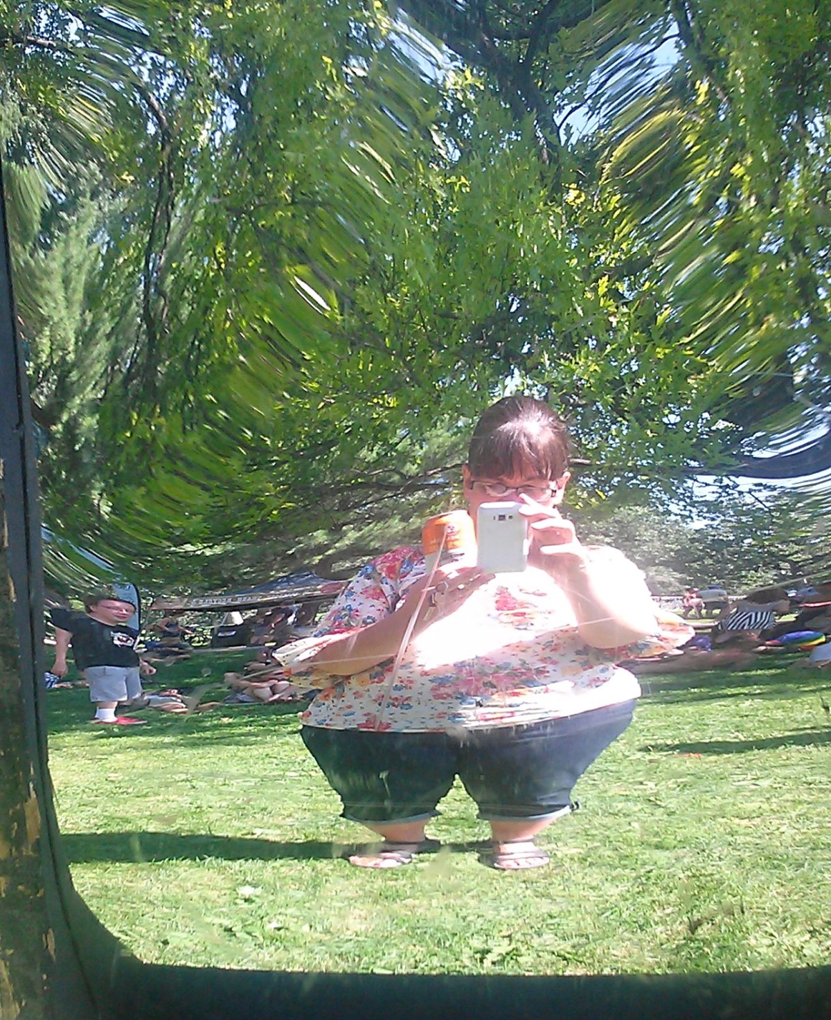 A "funhouse" mirror at (where else?) Tour de Fat